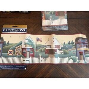 Expressions Prepasted Wallpaper Border SB10124B Country Storefronts Picket 5 Yds